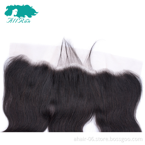 Unprocessed 8"-20" Free Part Lace 13x4 Transparent Swiss Lace Frontal Human Hair Natural Color